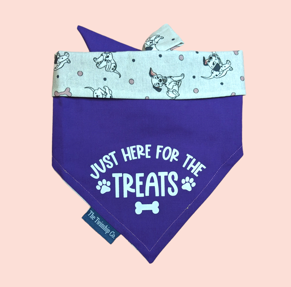 Small: "Just Here For The Treats" Reversible Bandana