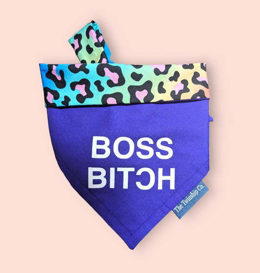 Small: "Boss Bitch" Reversible Bandana