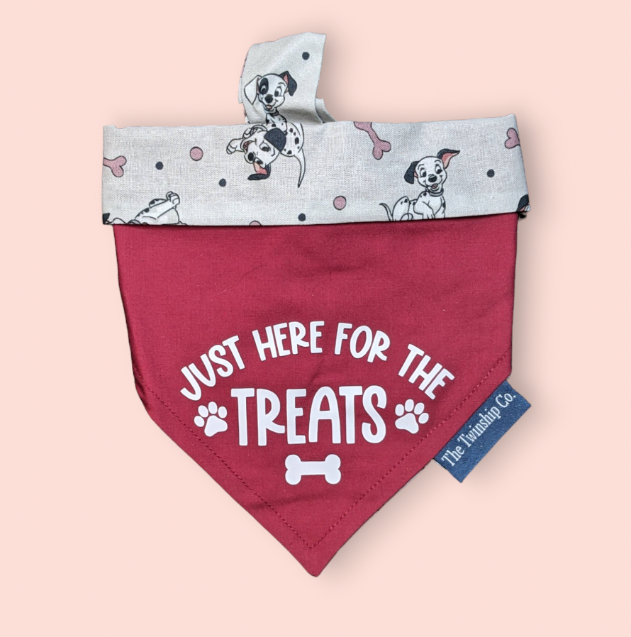 Small: "Just Here For The Treats" Reversible Bandana